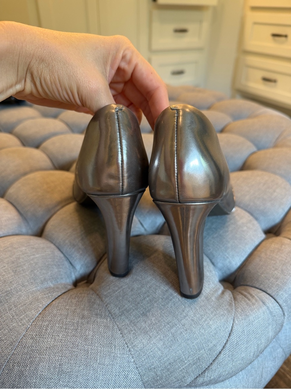 Cole Haan Metallic Silver Block Heel Pumps - Picture 4 of 5
